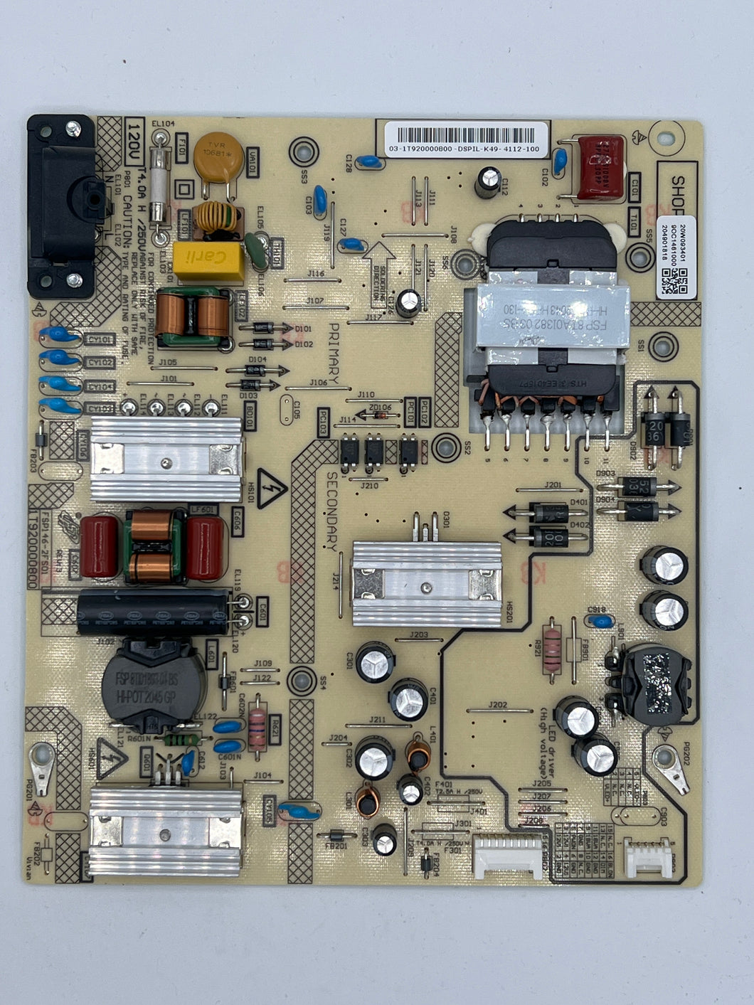 1T920000800 POWER BOARD FOR A TOSHIBA TV(50LF621C21 AND MORE)